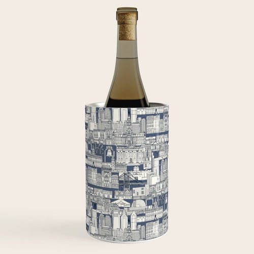 Philadelphia Toile Blue Indigo Wine Chiller Gallery Image 1