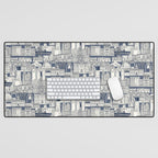 Philadelphia toile blue indigo Desk Mat Gallery Image 1