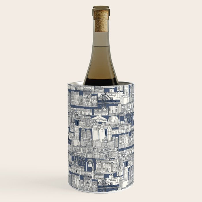 Philadelphia toile blue indigo Wine Chiller Gallery Image 3