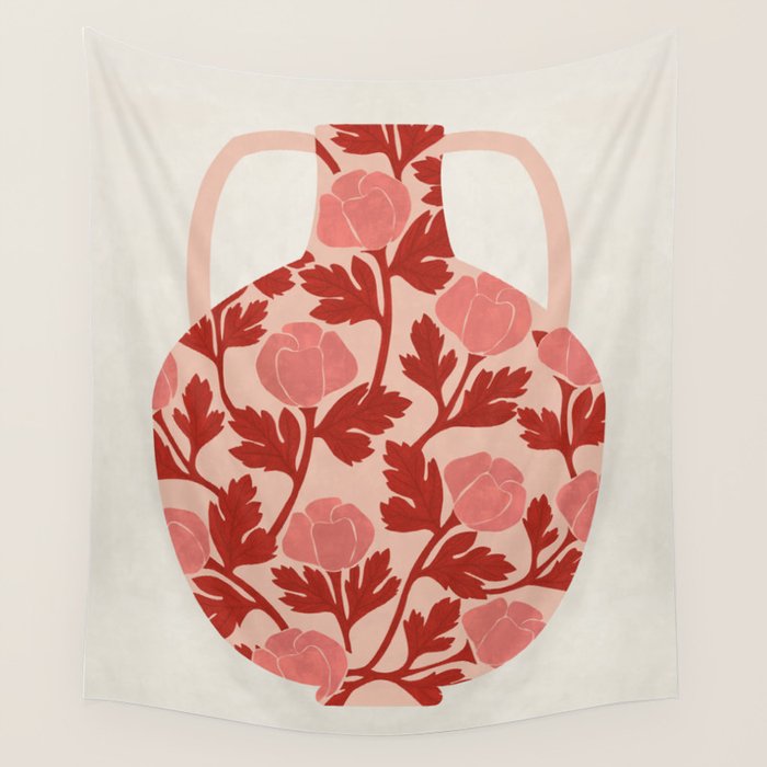 Vase of red roses collection Wall Tapestry Gallery Image 1