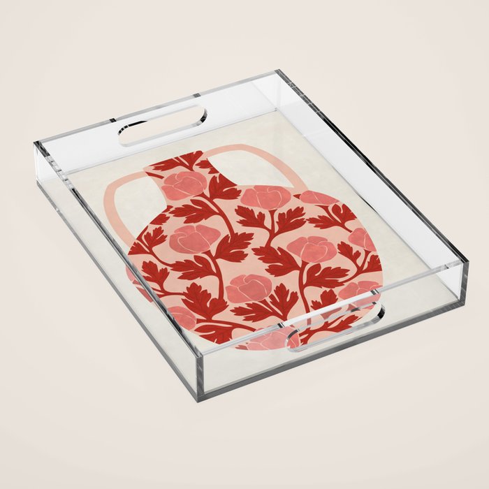 Vase of red roses collection Acrylic Tray Gallery Image 1