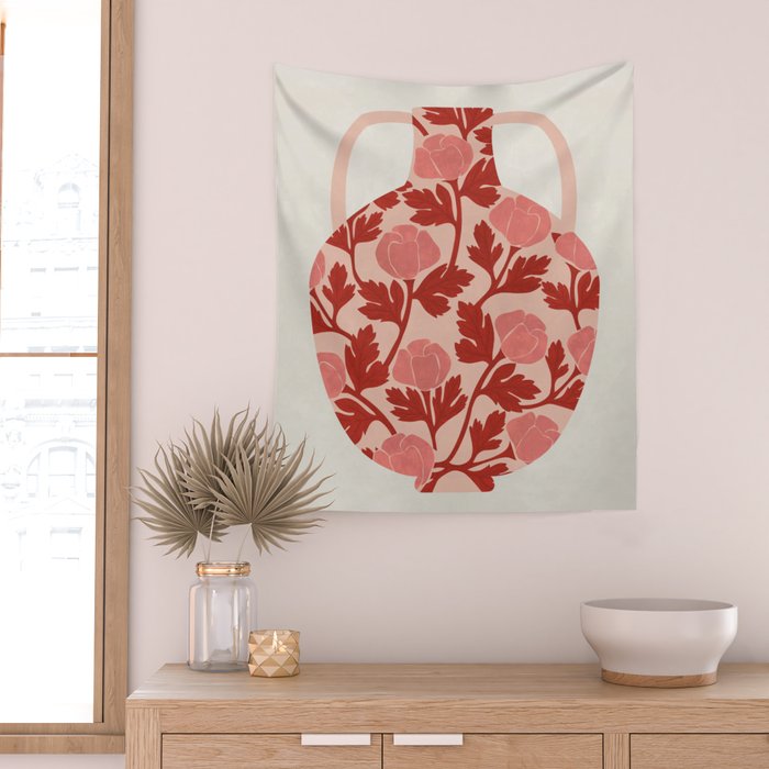 Vase of red roses collection Wall Tapestry Gallery Image 2