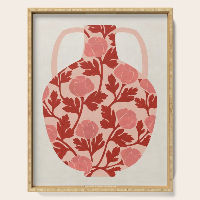 Vase of red roses collection Serving Tray Gallery Image 1
