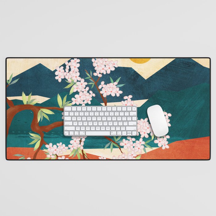 Warm spring sunshine beneath the ridge  Desk Mat Gallery Image 1
