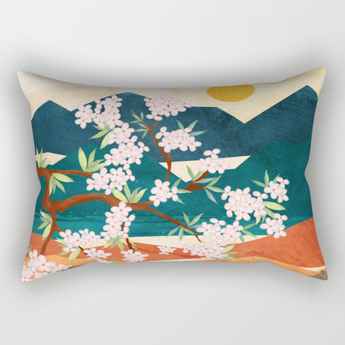 Warm spring sunshine beneath the ridge  Rectangular Pillow Gallery Image 2