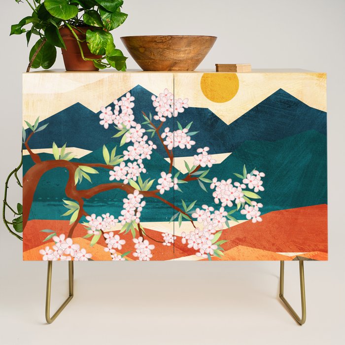 Warm spring sunshine beneath the ridge  Credenza Gallery Image 1