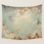 Renaissance Mural Angels in the Clouds Cherubs Painted Ceiling Design Wall Tapestry Gallery Image 4