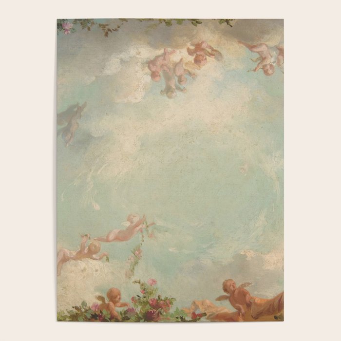 Renaissance Mural Angels in the Clouds Cherubs Painted Ceiling Design Poster Gallery Image 4