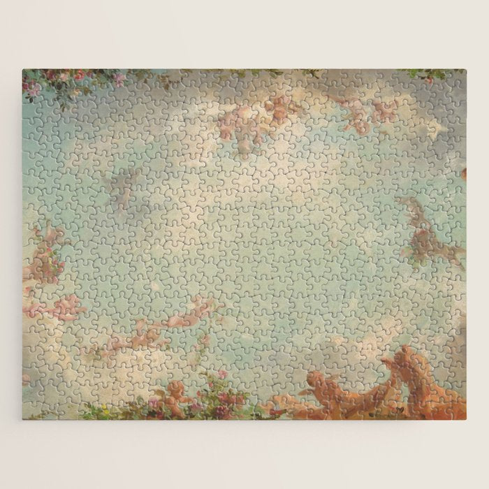 Renaissance Mural Angels in the Clouds Cherubs Painted Ceiling Design Jigsaw Puzzle Gallery Image 1