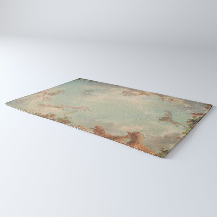 Renaissance Mural Angels in the Clouds Cherubs Painted Ceiling Design Rug Gallery Image 3