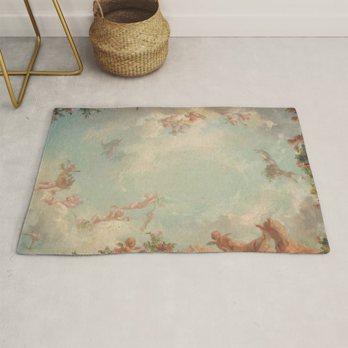 Renaissance Mural Angels in the Clouds Cherubs Painted Ceiling Design Rug Gallery Image 1