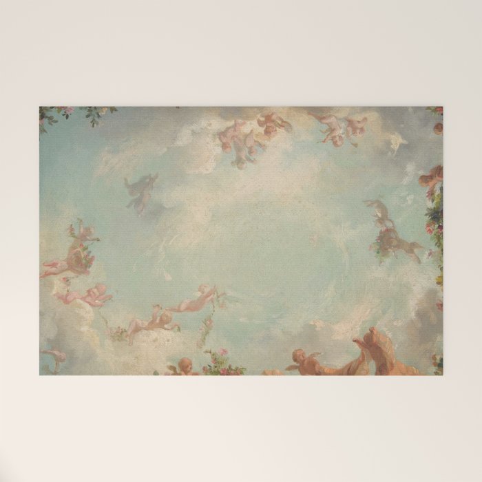 Renaissance Mural Angels in the Clouds Cherubs Painted Ceiling Design Welcome Mat Gallery Image 1