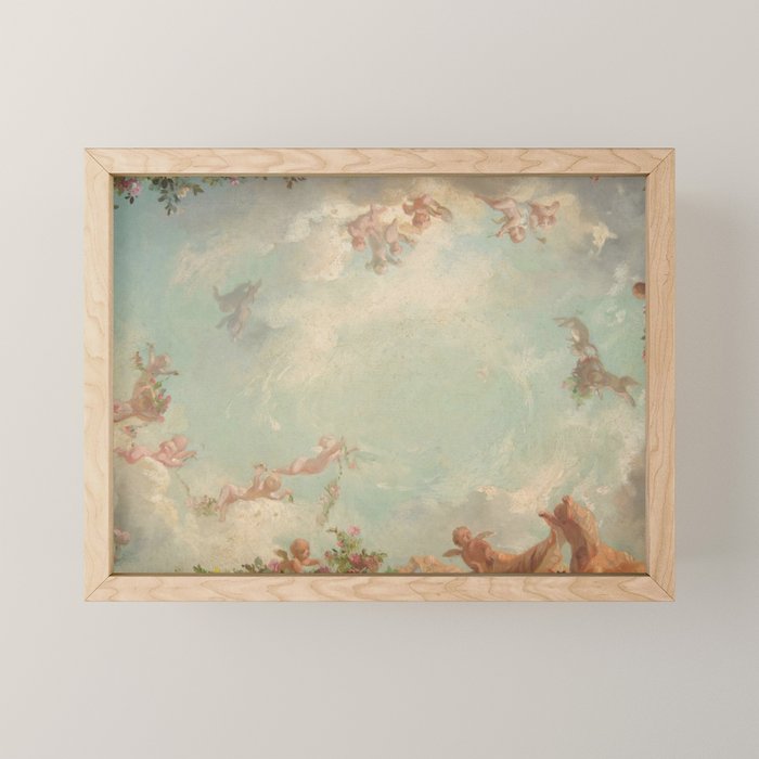 Renaissance Mural Angels in the Clouds Cherubs Painted Ceiling Design Mini Art Print Gallery Image 1