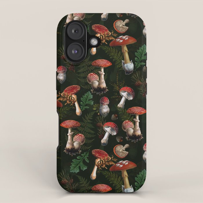 Vintage Dark Night Mushroom Forest iPhone Case Gallery Image 1