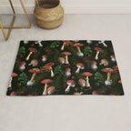 Vintage Dark Night Mushroom Forest Rug Gallery Image 1