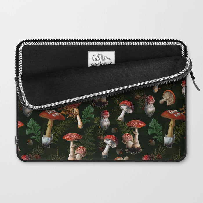 Vintage Dark Night Mushroom Forest Laptop Sleeve Gallery Image 2
