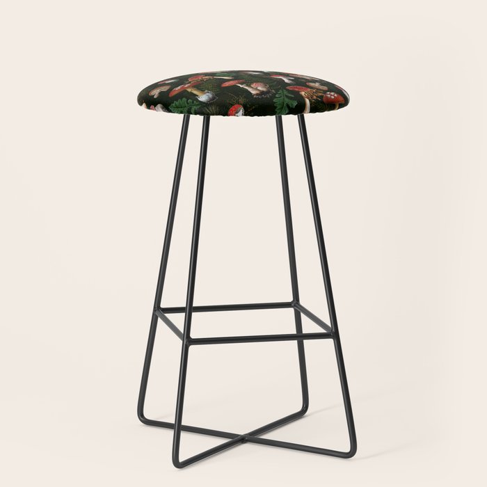 Vintage Dark Night Mushroom Forest Stool Gallery Image 1