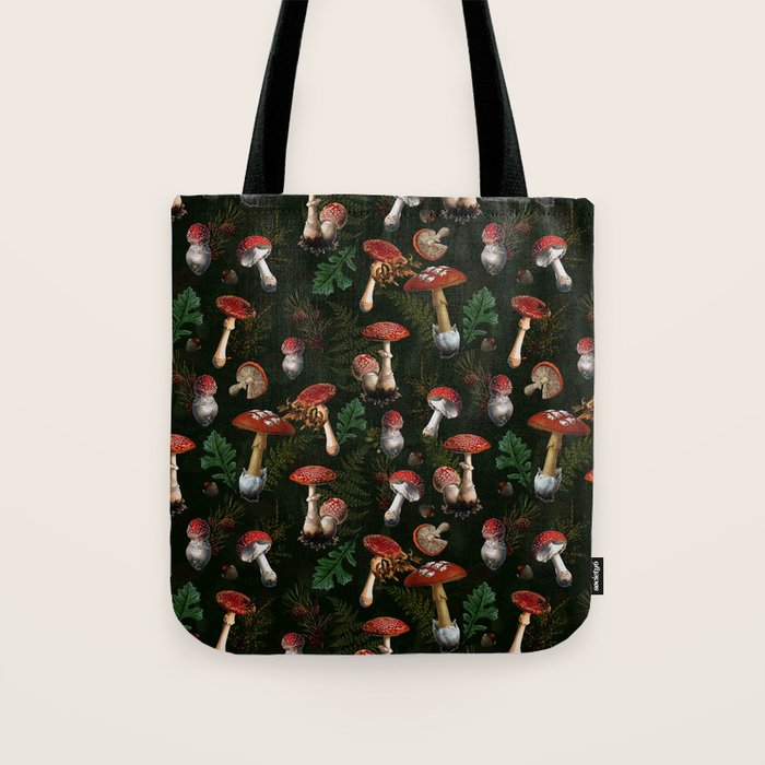 Vintage Dark Night Mushroom Forest Tote Bag Gallery Image 1