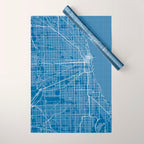 Chicago City Map of the United States - Blueprint Wrapping Paper Gallery Image 1