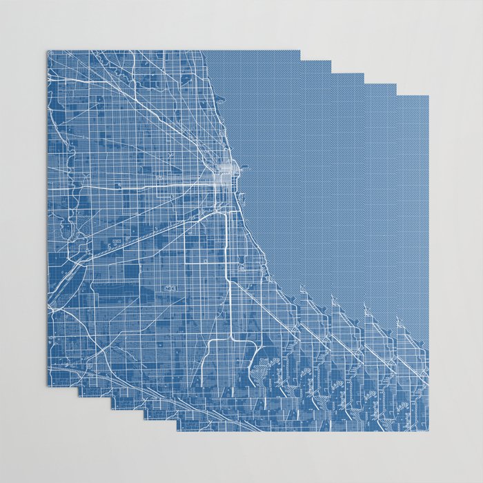 Chicago City Map of the United States - Blueprint Wrapping Paper Gallery Image 3