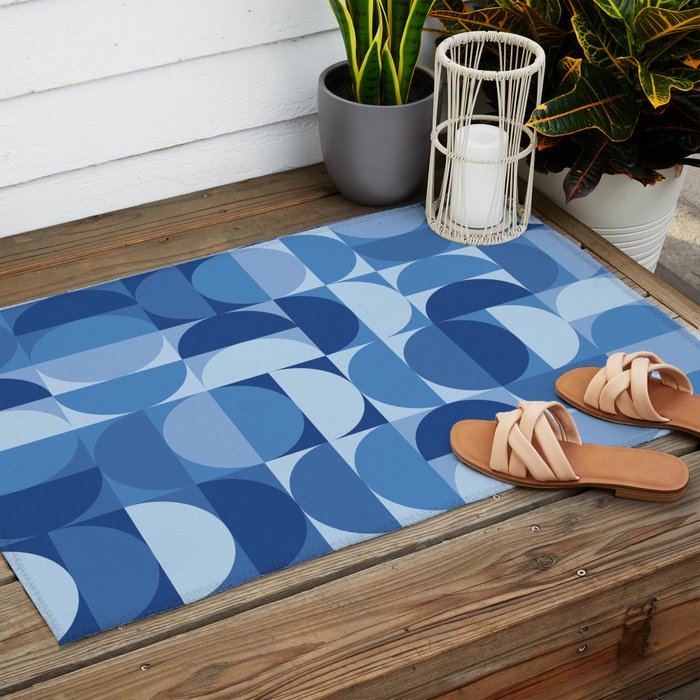 all cut up - blue pop palette Outdoor Rug Gallery Image 2