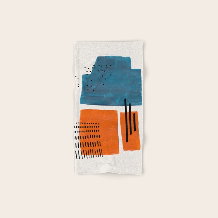 Burnt Orange Jewel Teal Blue Mid Century Modern Funky Colorful Shapes Patterns by Ejaaz Haniff Bath Towel Gallery Image 1