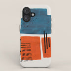 Burnt Orange Jewel Teal Blue Mid Century Modern Funky Colorful Shapes Patterns by Ejaaz Haniff iPhone Case Gallery Image 1