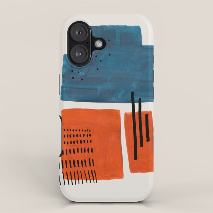 Burnt Orange Jewel Teal Blue Mid Century Modern Funky Colorful Shapes Patterns by Ejaaz Haniff iPhone Case Gallery Image 1