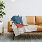Burnt Orange Jewel Teal Blue Mid Century Modern Funky Colorful Shapes Patterns by Ejaaz Haniff Throw Blanket Gallery Image 1