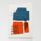 Burnt Orange Jewel Teal Blue Mid Century Modern Funky Colorful Shapes Patterns by Ejaaz Haniff Stationery Card Gallery Image 2