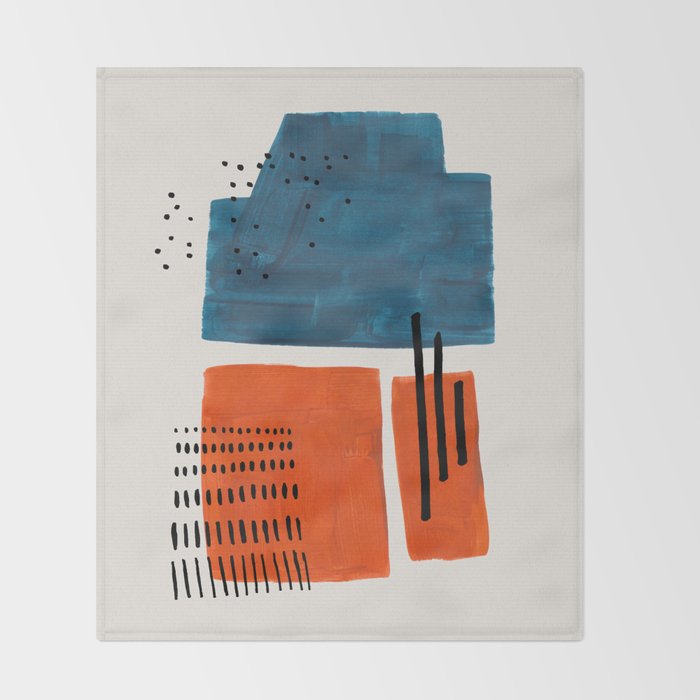 Burnt Orange Jewel Teal Blue Mid Century Modern Funky Colorful Shapes Patterns by Ejaaz Haniff Throw Blanket Gallery Image 2