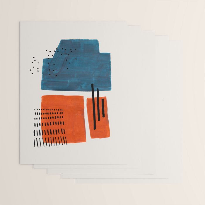 Burnt Orange Jewel Teal Blue Mid Century Modern Funky Colorful Shapes Patterns by Ejaaz Haniff Wrapping Paper Gallery Image 3