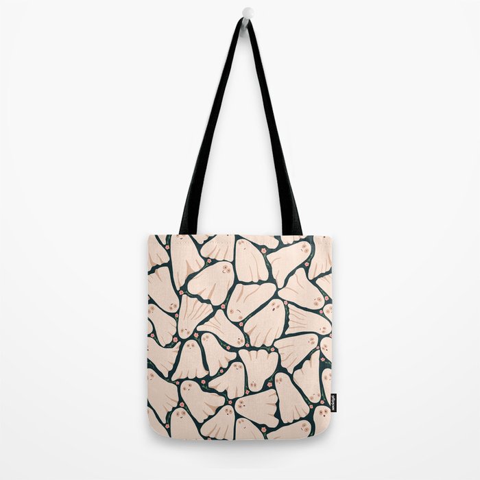 Little ghosts and flowers halloween pattern Tote Bag Gallery Image 2