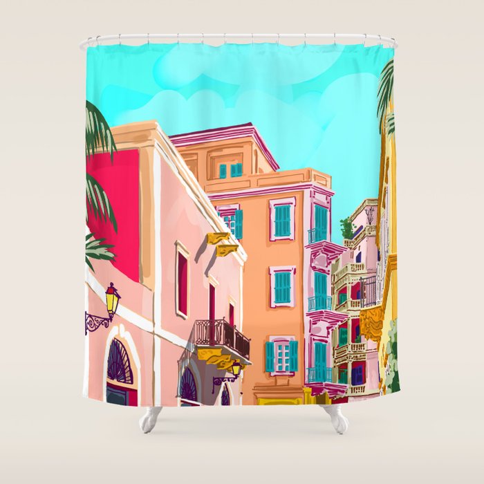 Colorful Houses Shower Curtain Gallery Image 1