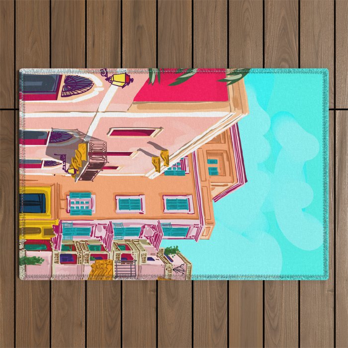 Colorful Houses Outdoor Rug Gallery Image 1