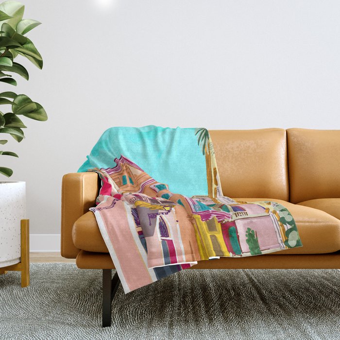 Colorful Houses Throw Blanket Gallery Image 1