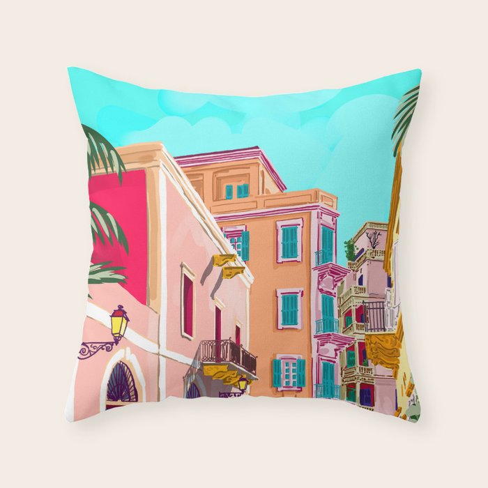 Colorful Houses Throw Pillow Gallery Image 1
