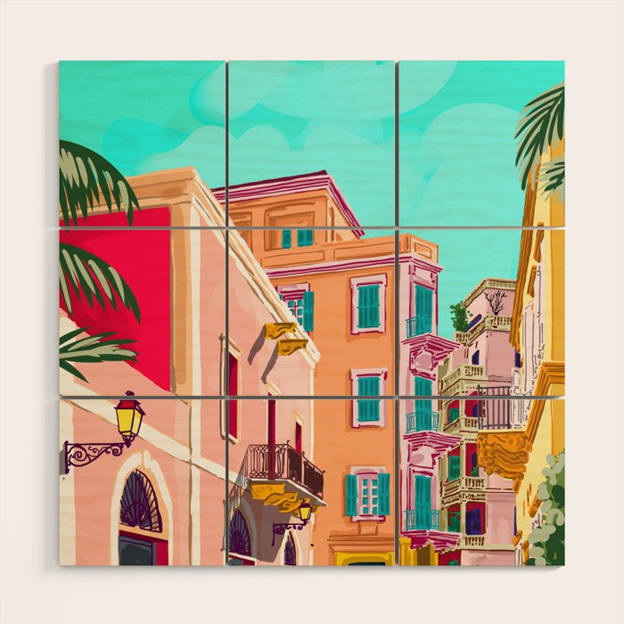 Colorful Houses Wood Wall Art Gallery Image 1