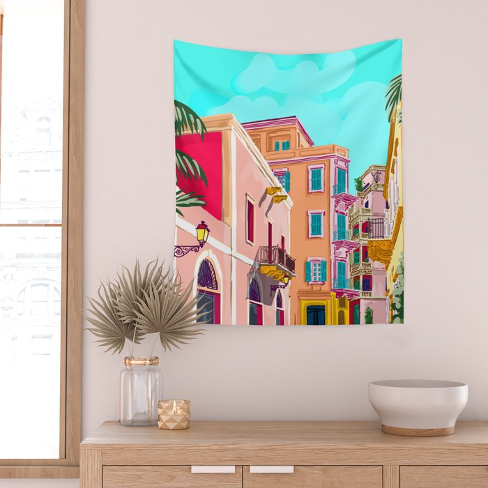 Colorful Houses Wall Tapestry Gallery Image 2