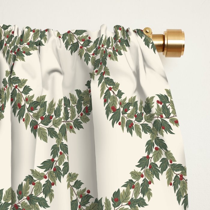 Boughs of Holly Pattern Window Curtain Gallery Image 2