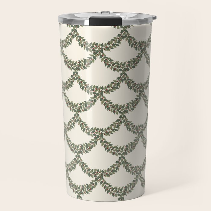 Boughs of Holly Pattern Travel Mug Gallery Image 1