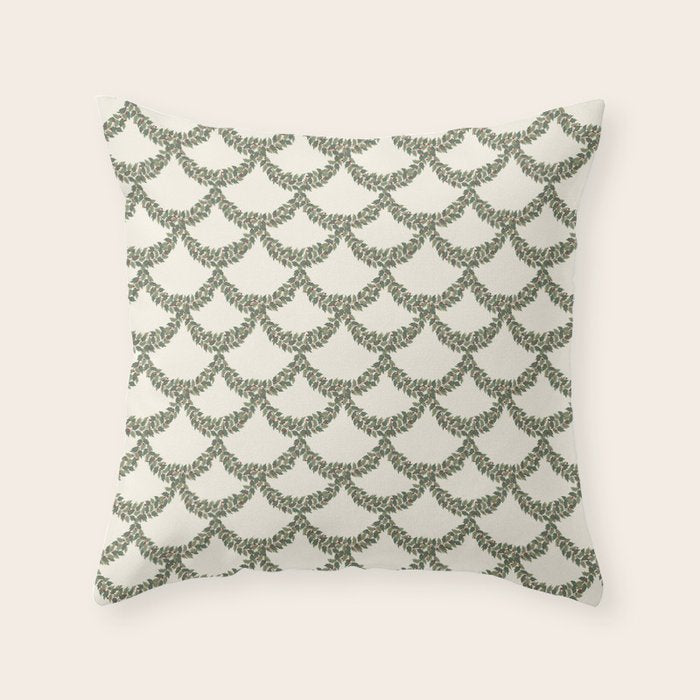 Boughs of Holly Pattern Throw Pillow Gallery Image 6