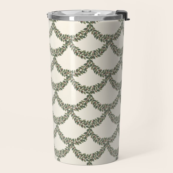 Boughs of Holly Pattern Travel Mug Gallery Image 2
