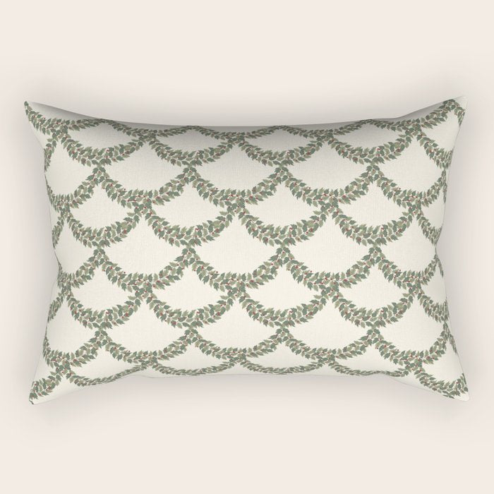 Boughs of Holly Pattern Rectangular Pillow Gallery Image 2