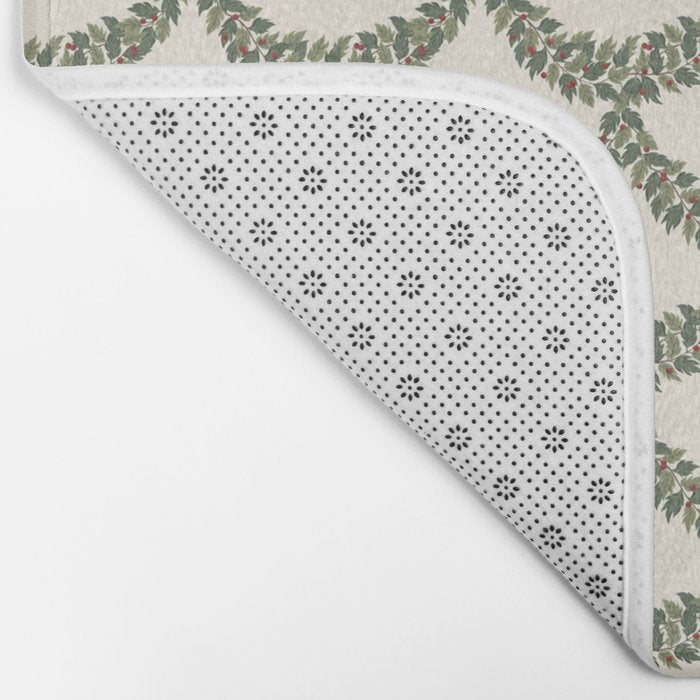 Boughs of Holly Pattern Bath Mat Gallery Image 2