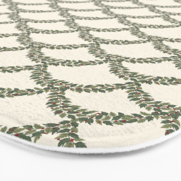 Boughs of Holly Pattern Bath Mat Gallery Image 3