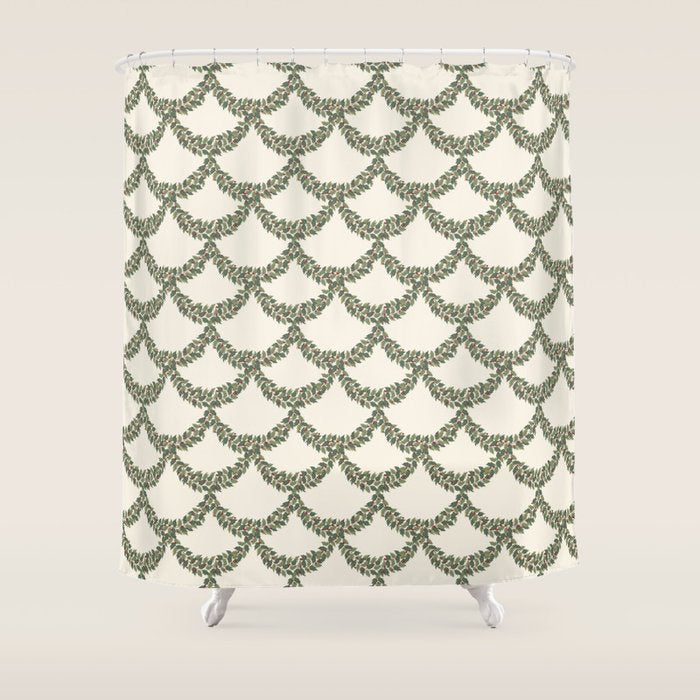 Boughs of Holly Pattern Shower Curtain Gallery Image 1