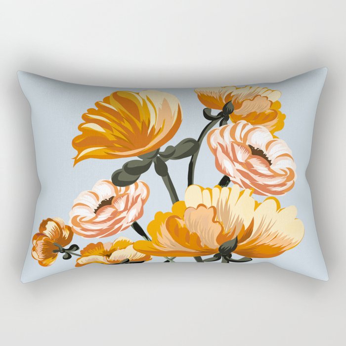 California poppies, Spring flowers warm colors, Rectangular Pillow Gallery Image 1