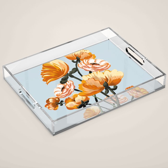 California poppies, Spring flowers warm colors, Acrylic Tray Gallery Image 1