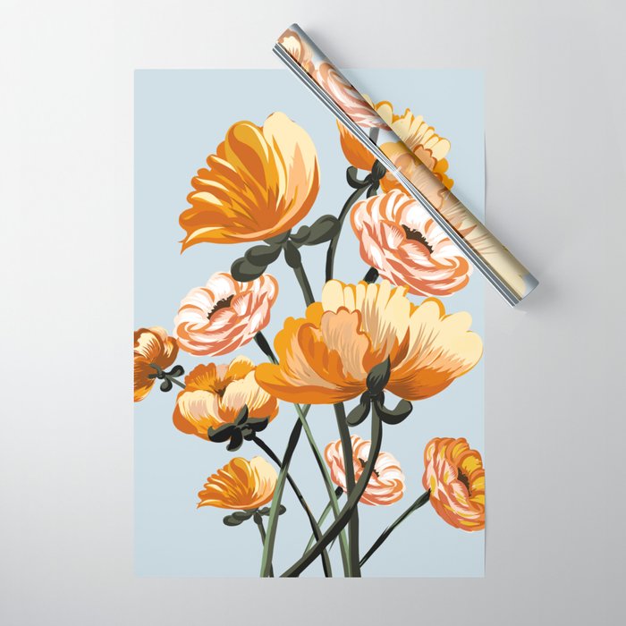 California poppies, Spring flowers warm colors, Wrapping Paper Gallery Image 1